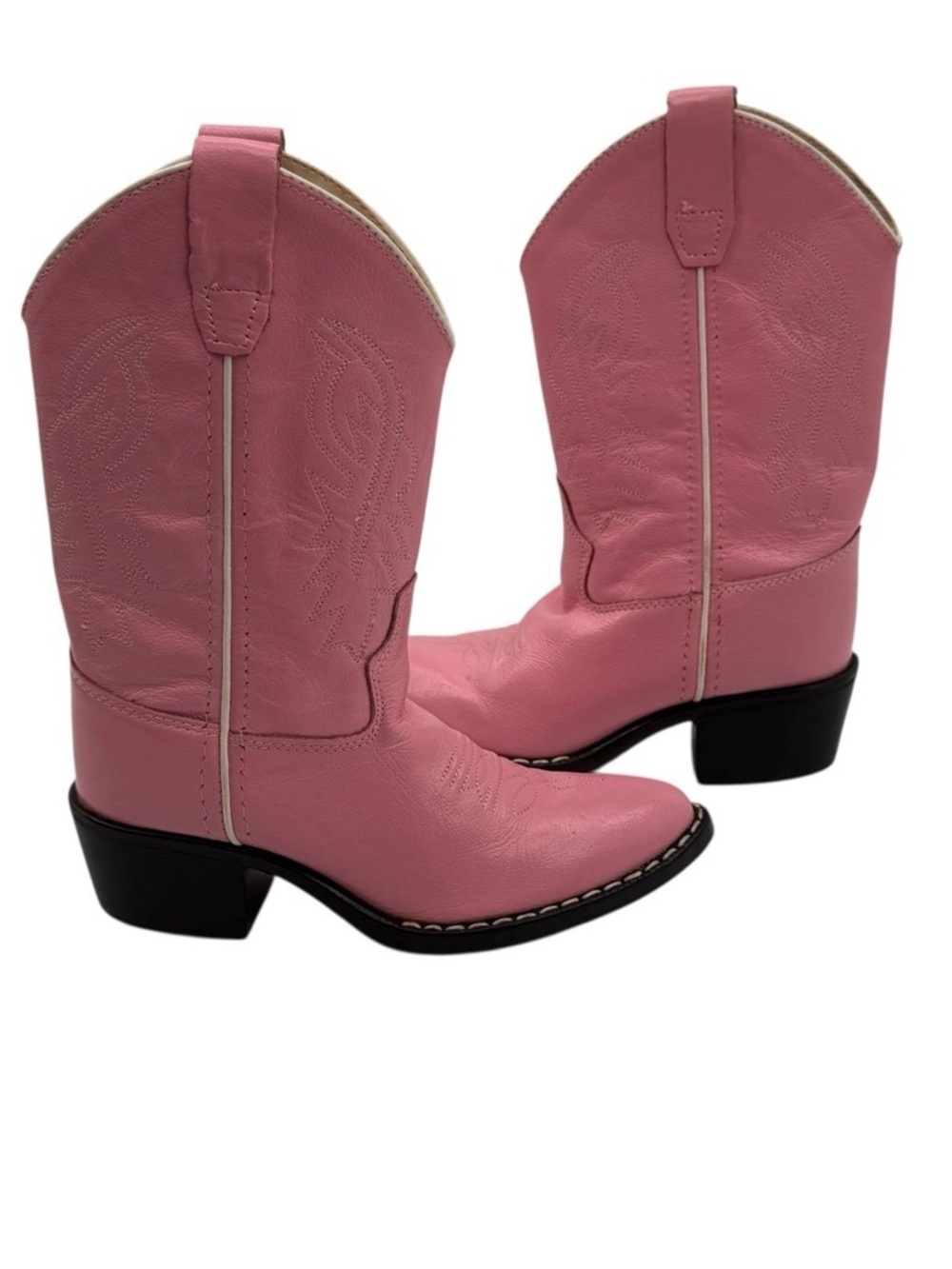 Old West Pink Leather Western
Pointed Toe Cowboy Boots Size 12 Toddler